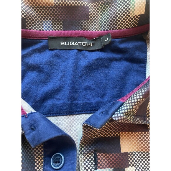 Bugatchi Men’s Large Polo Shirt Multicolor Geometric Cotton Knit Retro Style - Picture 4 of 6